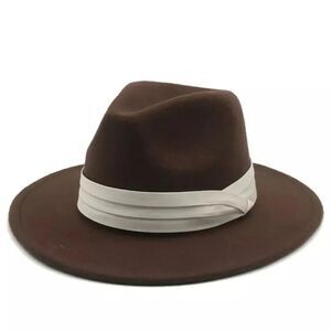 Rich Brown Wide Brim Tall Dented Crown Fedora Hat NEW
